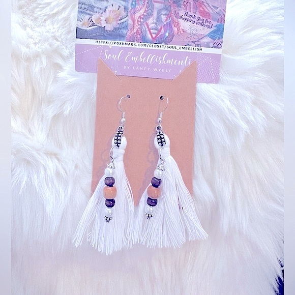 🆕hOmEmAdE w/LÖVE=jEwLeRy🏹BoHeMiAn EaRrInGs»-»MaCrÄmË DaNgLes TaSsLe aRtWoRk«-« - Picture 3 of 16